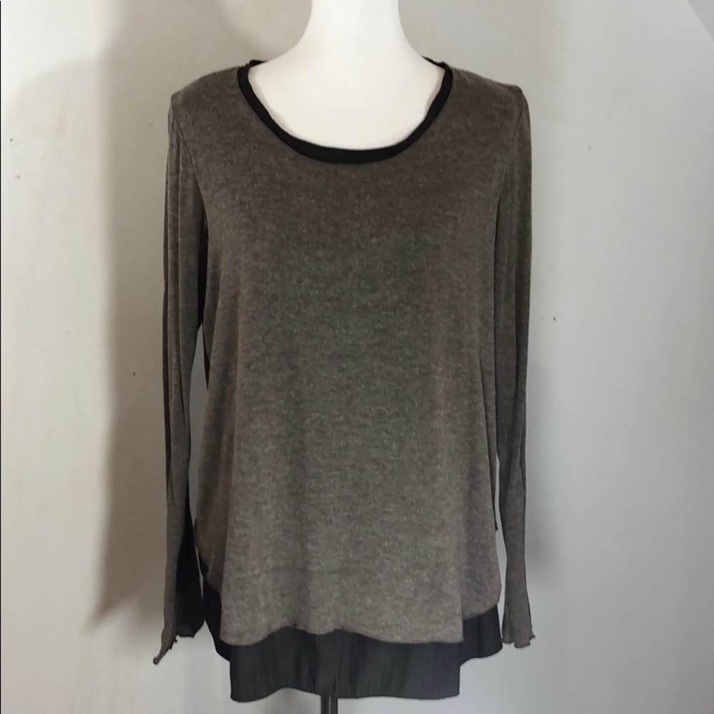 “Layered” Brown sweater and satin top